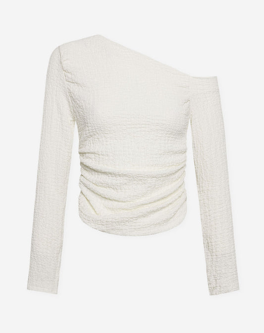 STRUCTURE OFF SHOULDER RUCHED TOP CRÈME