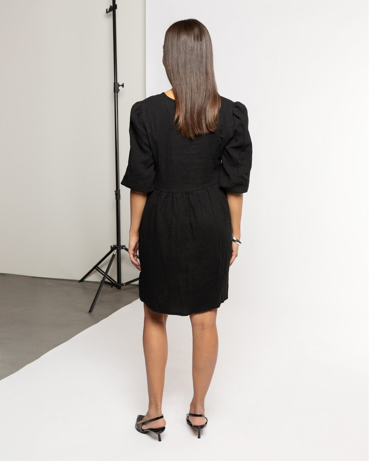 SAMMY MOUSSELINE BOW DRESS ZWART