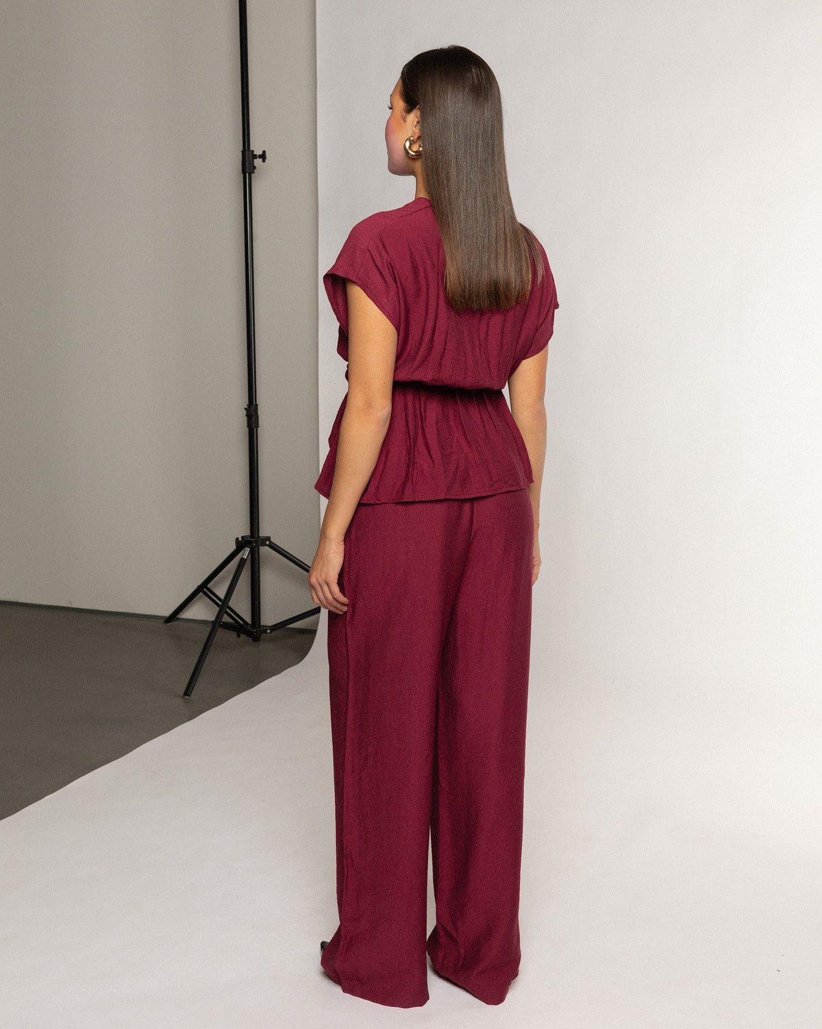 ZAYA VISCOSE STRAIGHT LEG PANTS TALL BURGUNDY