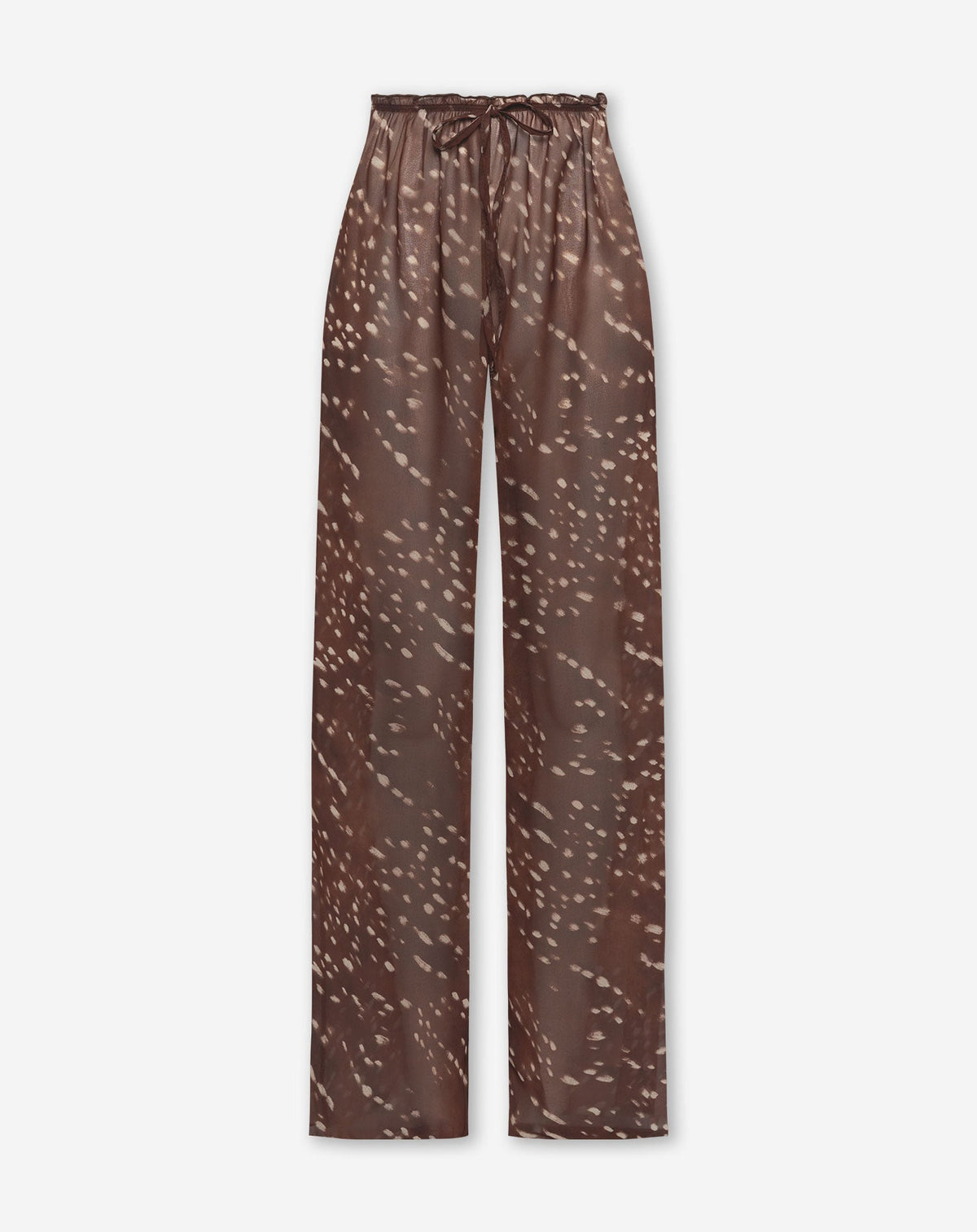 DEER PRINT CHIFFON STRAIGHT LEG PANTS BRUIN