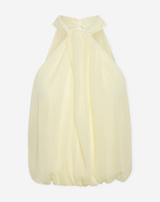 CHIFFON TWISTED HALTER TOP BOTERGEEL