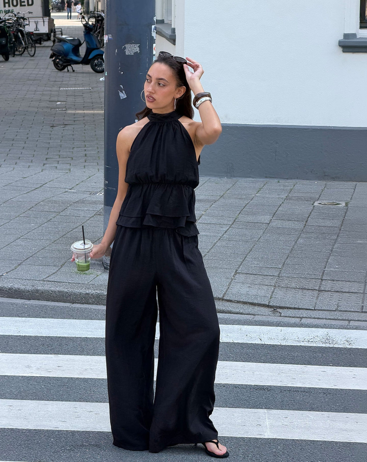 HALLY WIDE LEG PANTS ZWART