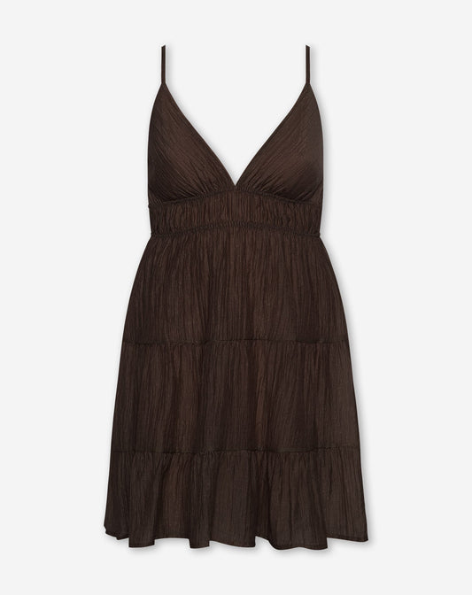 FANCY CHIFFON STRAPPY DRESS BRUIN