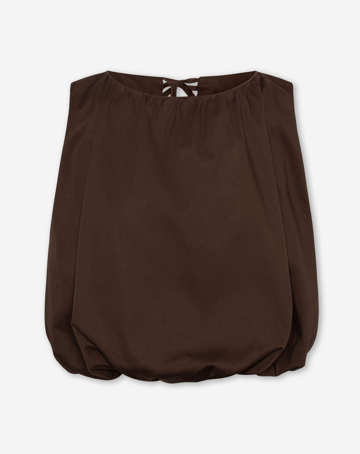 WENDE COTTON BUBBLE HEM TOP DONKERBRUIN