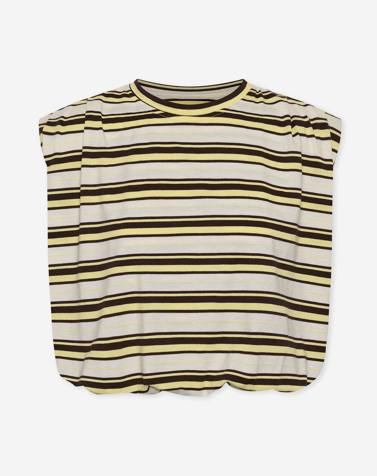 STRIPE PADDED SHOULDER BUBBLE HEM TEE BOTERGEEL