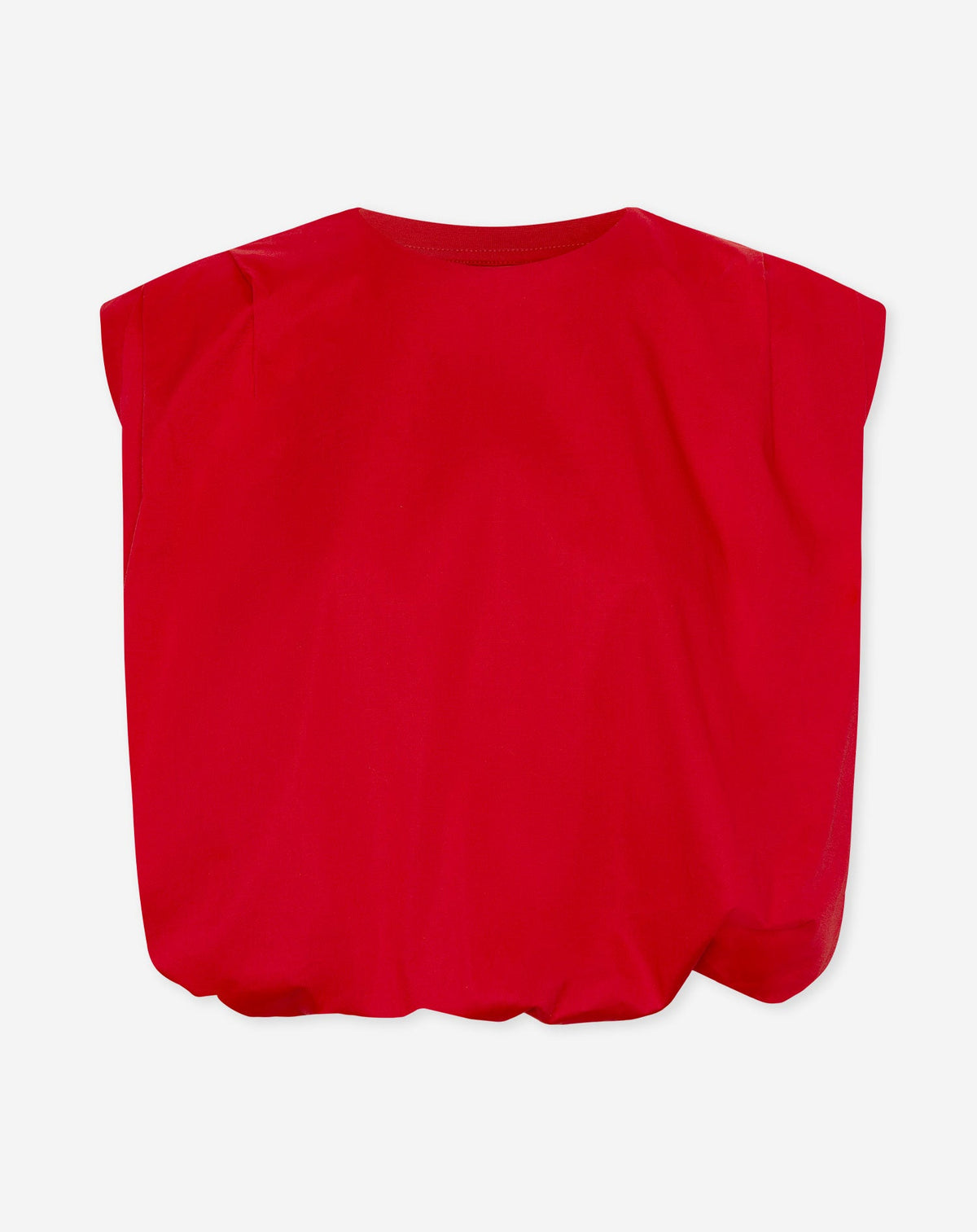 TYRA COTTON PADDED SHOULDER BUBBLE HEM TOP ROOD
