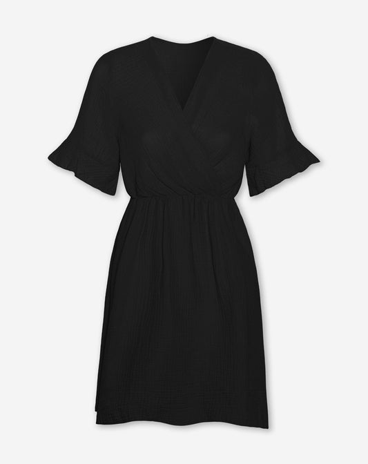 SYLVIE MOUSSELINE DRESS ZWART