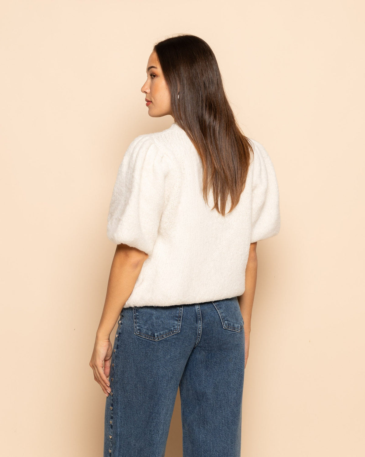 DANI PUFF SLEEVE KNIT CRÈME
