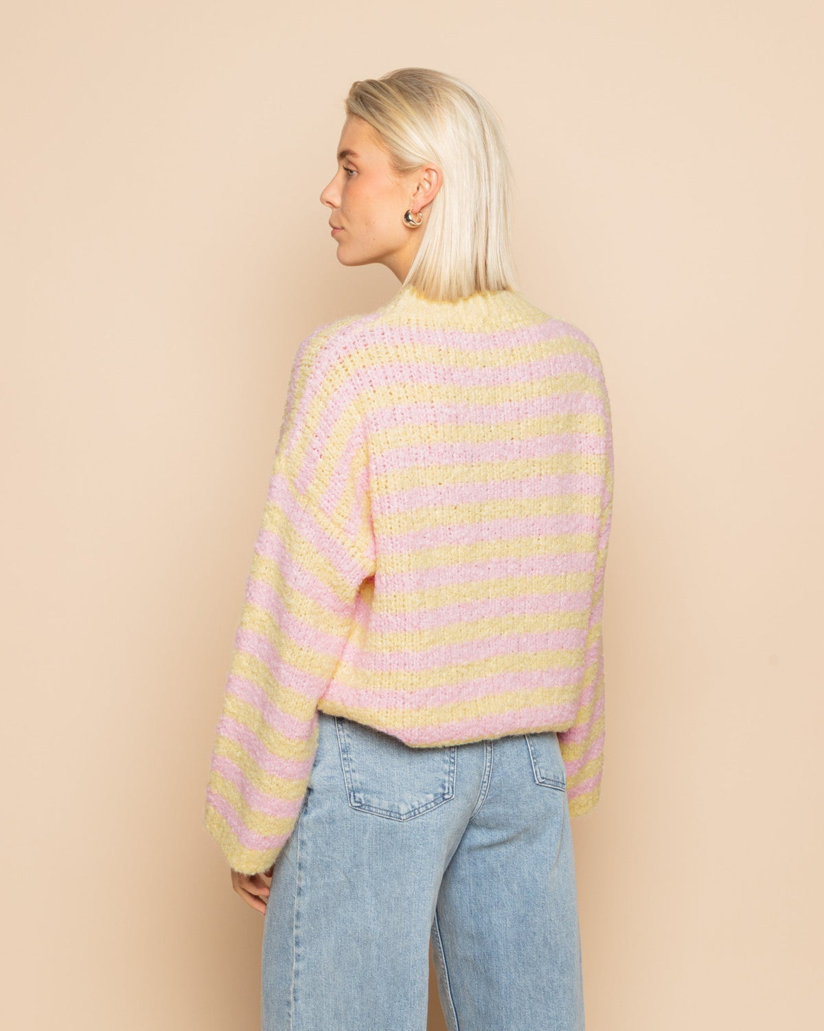 BOUCLE STRIPE KNIT ROZE