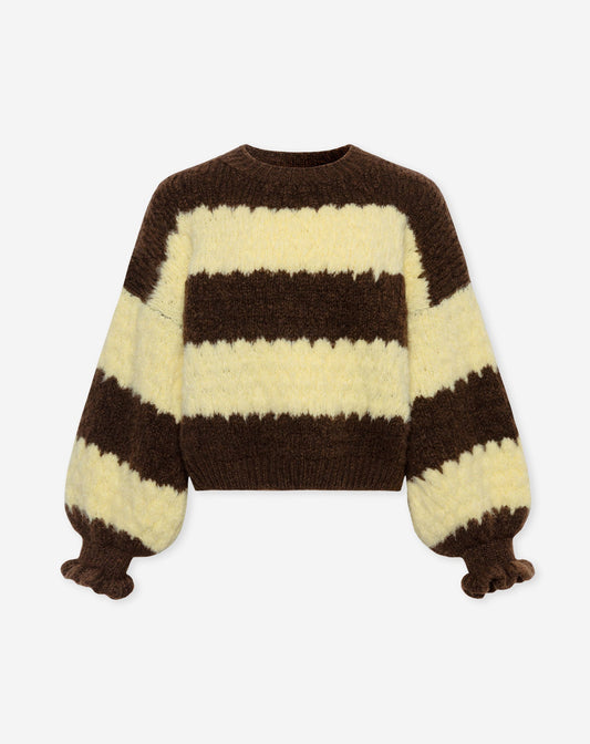 ROMY STRIPE RUFFLE KNIT BOTERGEEL