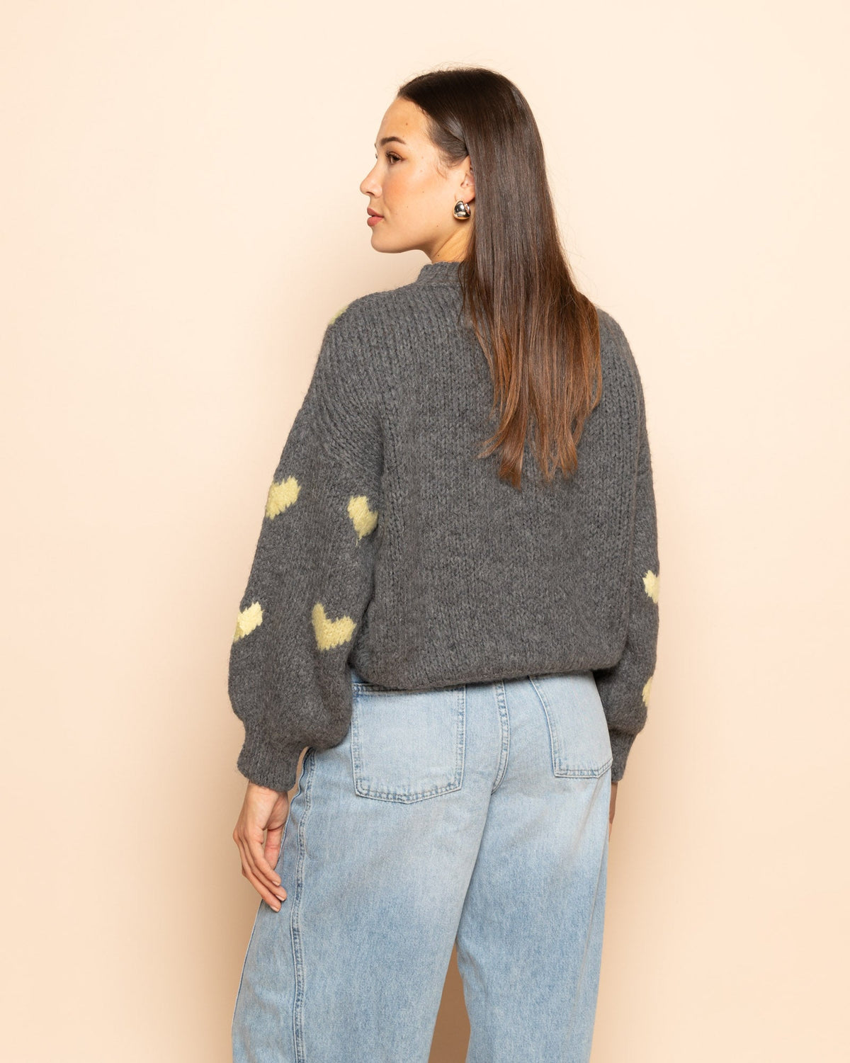 MADDY HEART KNIT GRIJS