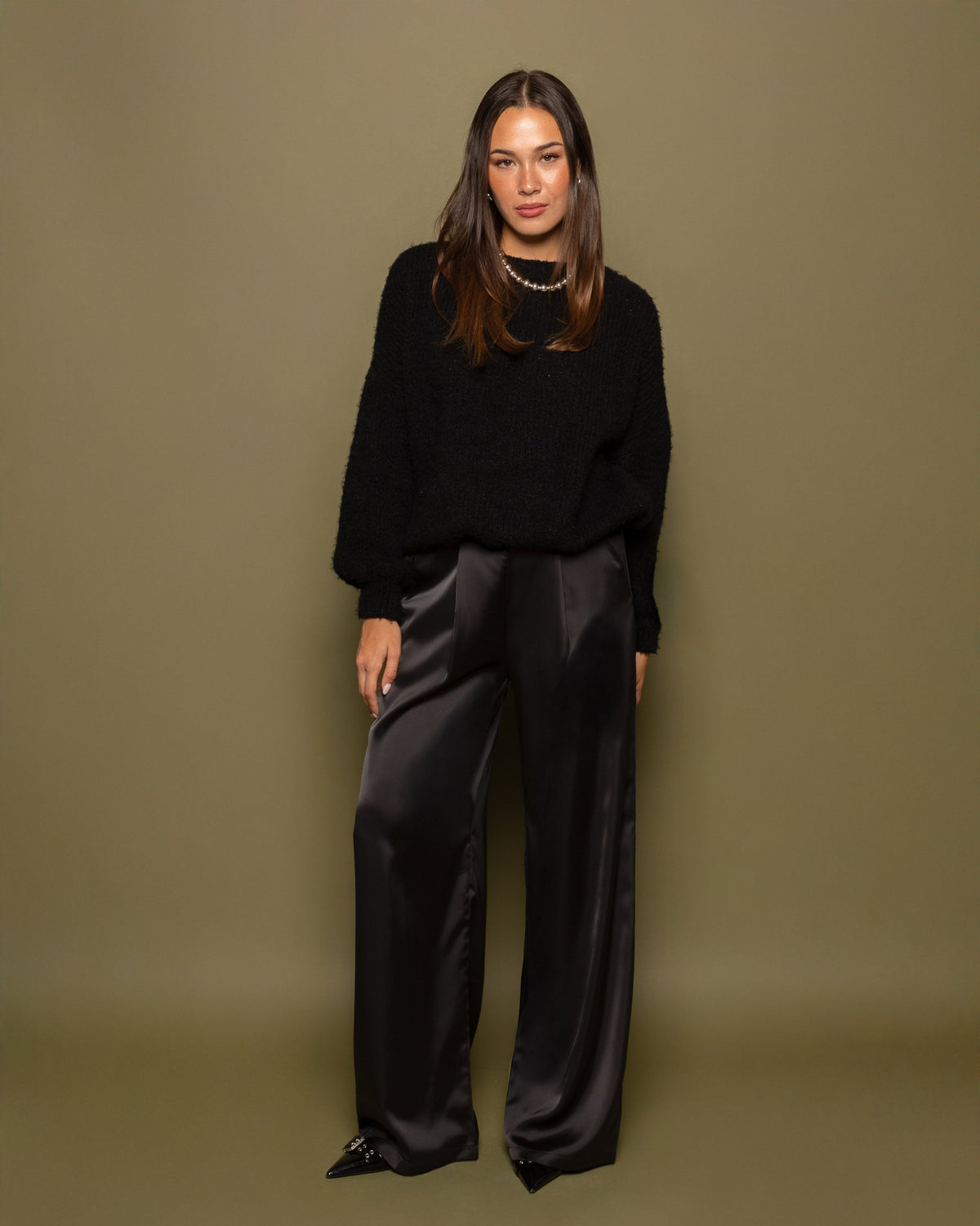 JULIE SATIN PANTALON ZWART