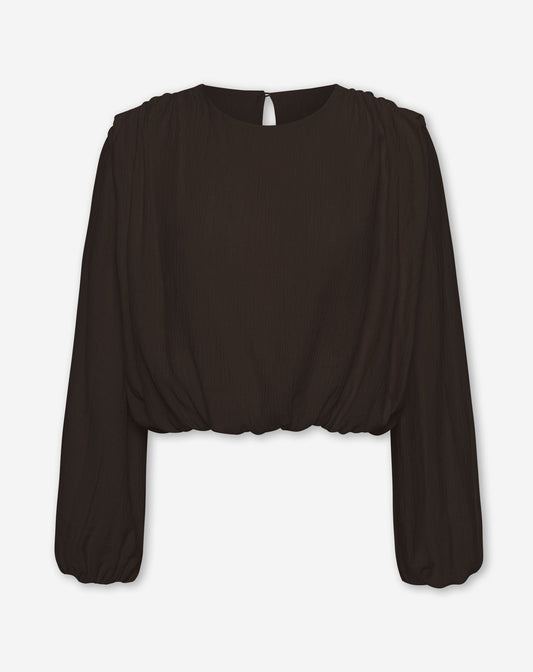 VIVI STRUCTURE LONG SLEEVE TOP DONKERBRUIN