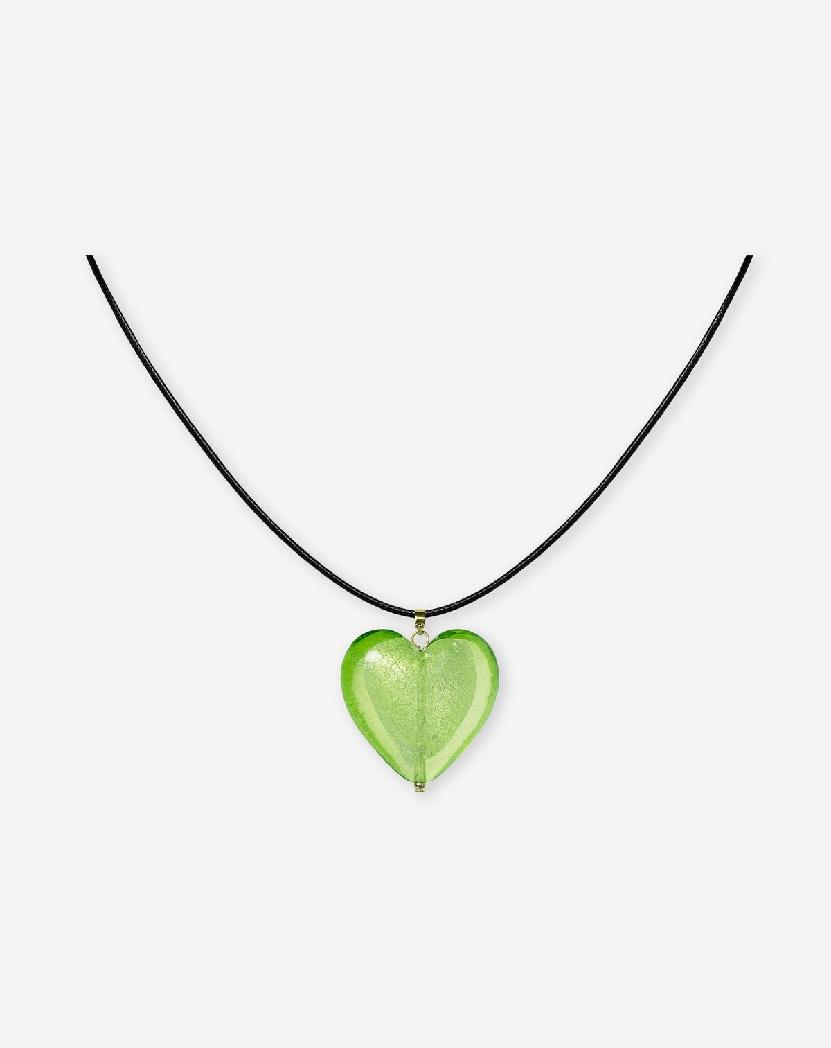 BIG GLASS HEART NECKLACE GROEN