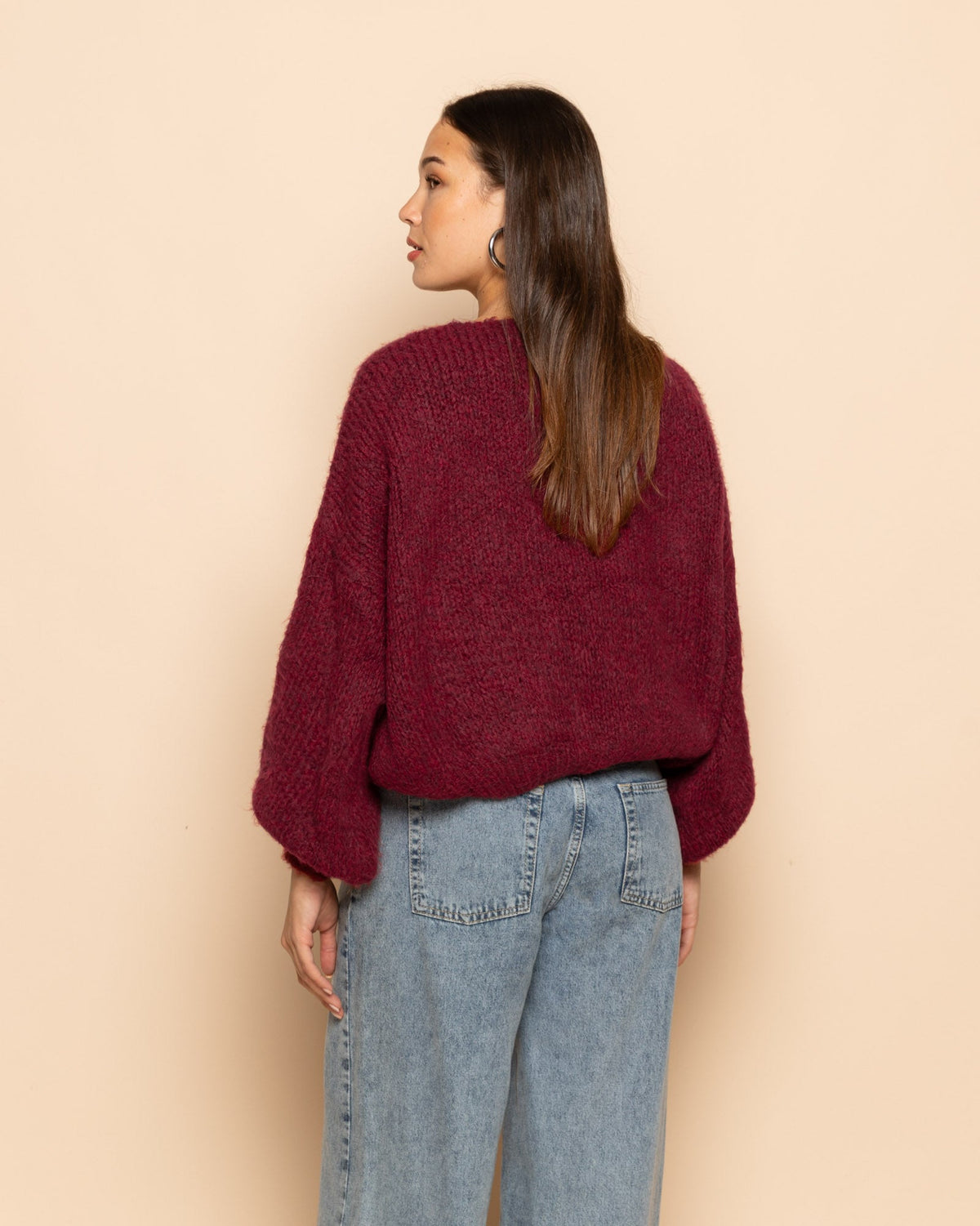 VIVI BOW CARDIGAN BURGUNDY