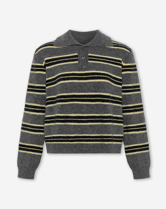 STRIPE KNITTED POLO BOTERGEEL
