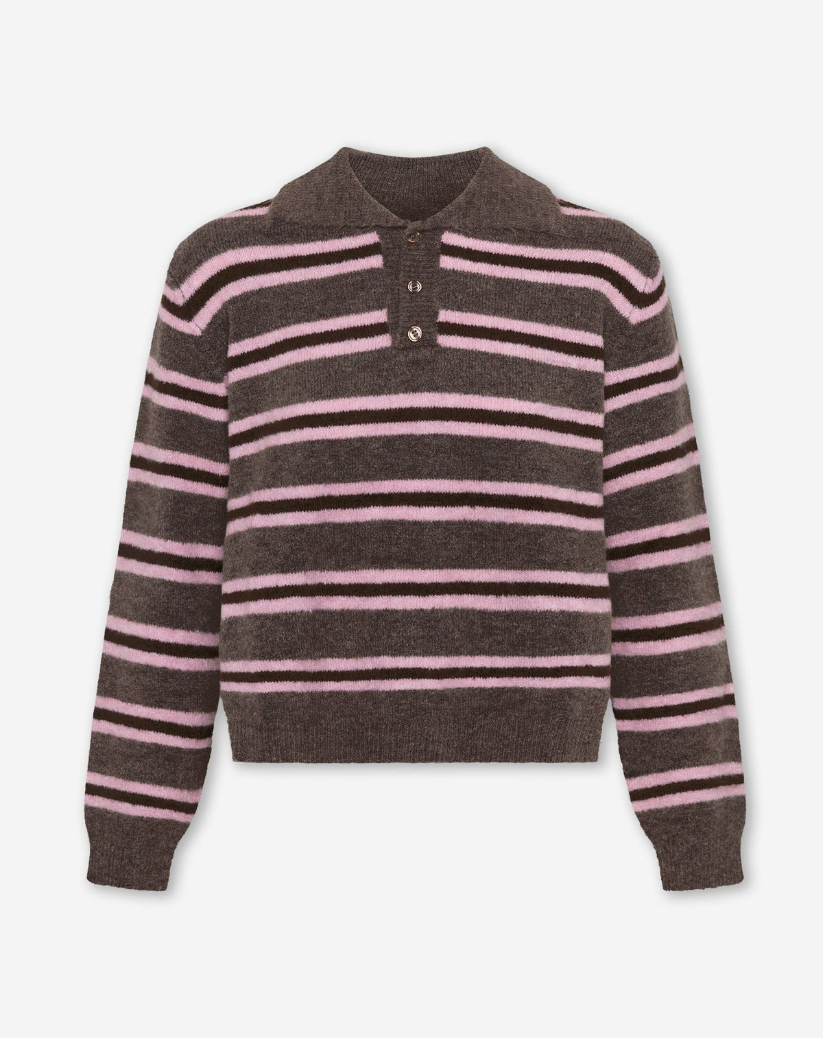 STRIPE KNITTED POLO ROZE