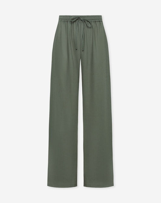 LINDE STRAIGHT LEG PANTS OLIJFGROEN