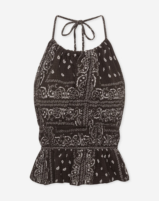 BANDANA MOUSSELINE HALTER TOP BRUIN