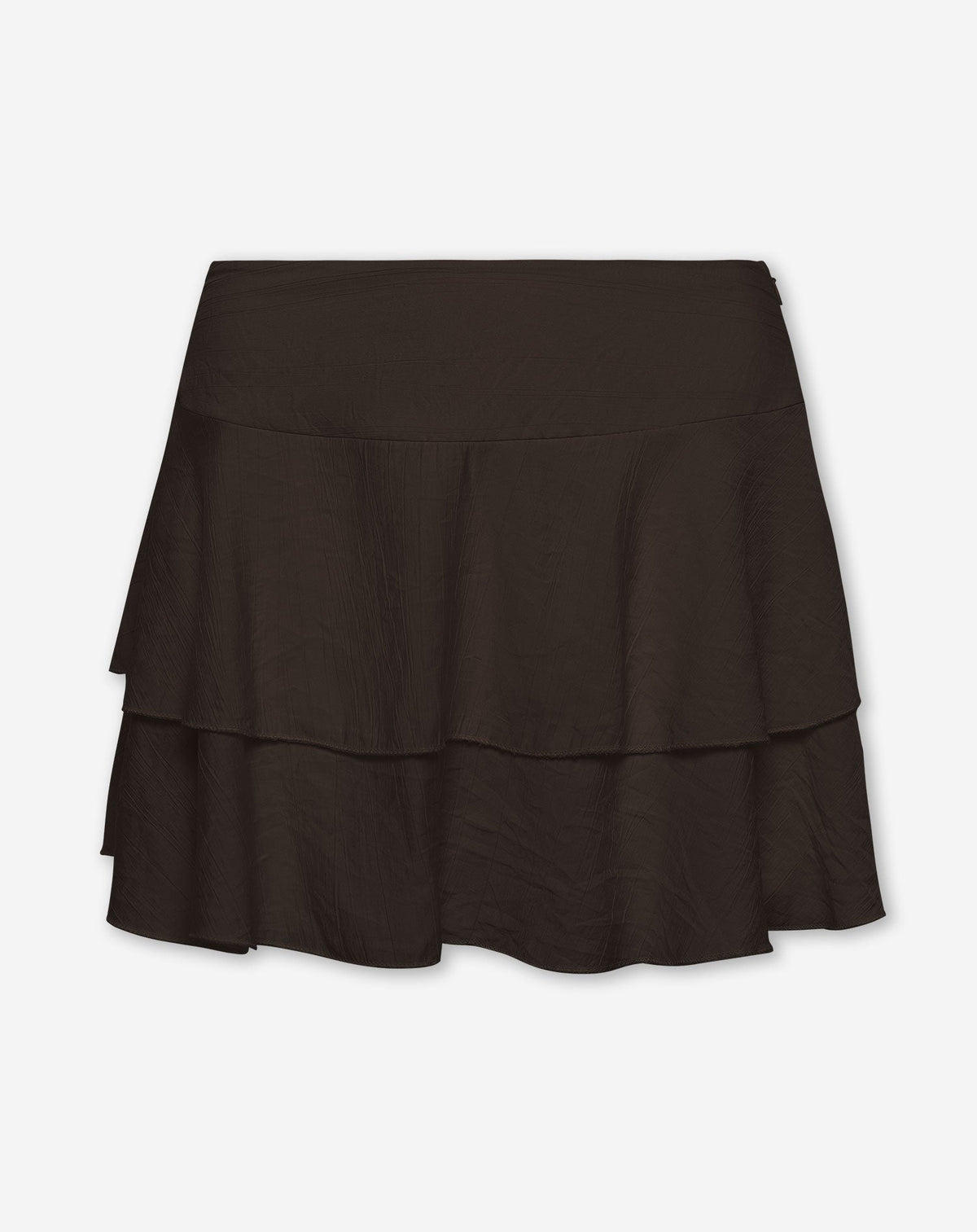 VIVI STRUCTURE RUFFLE SKIRT DONKERBRUIN