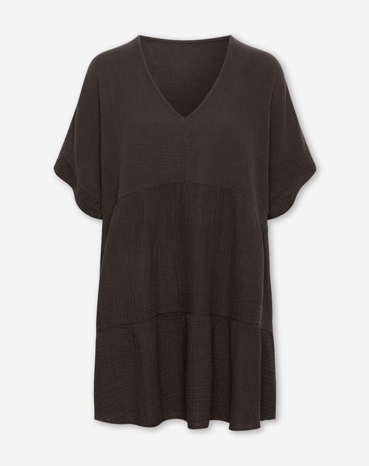 MARLEEN MOUSSELINE PANEL DRESS BRUIN