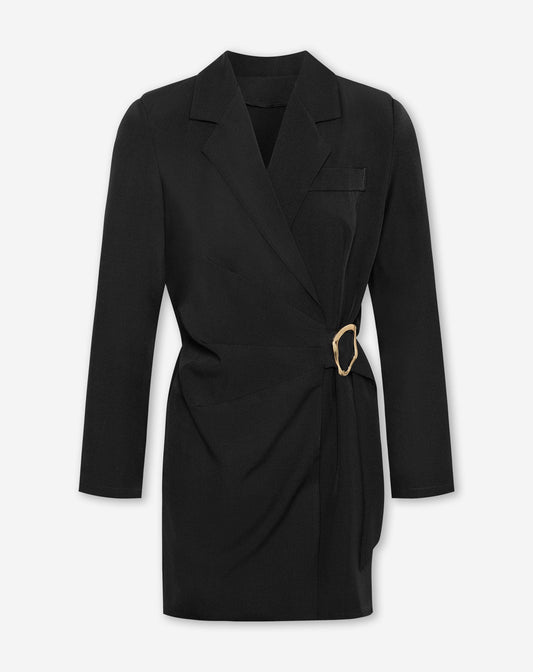 BUCKLE LONG SLEEVE PLAYSUIT ZWART