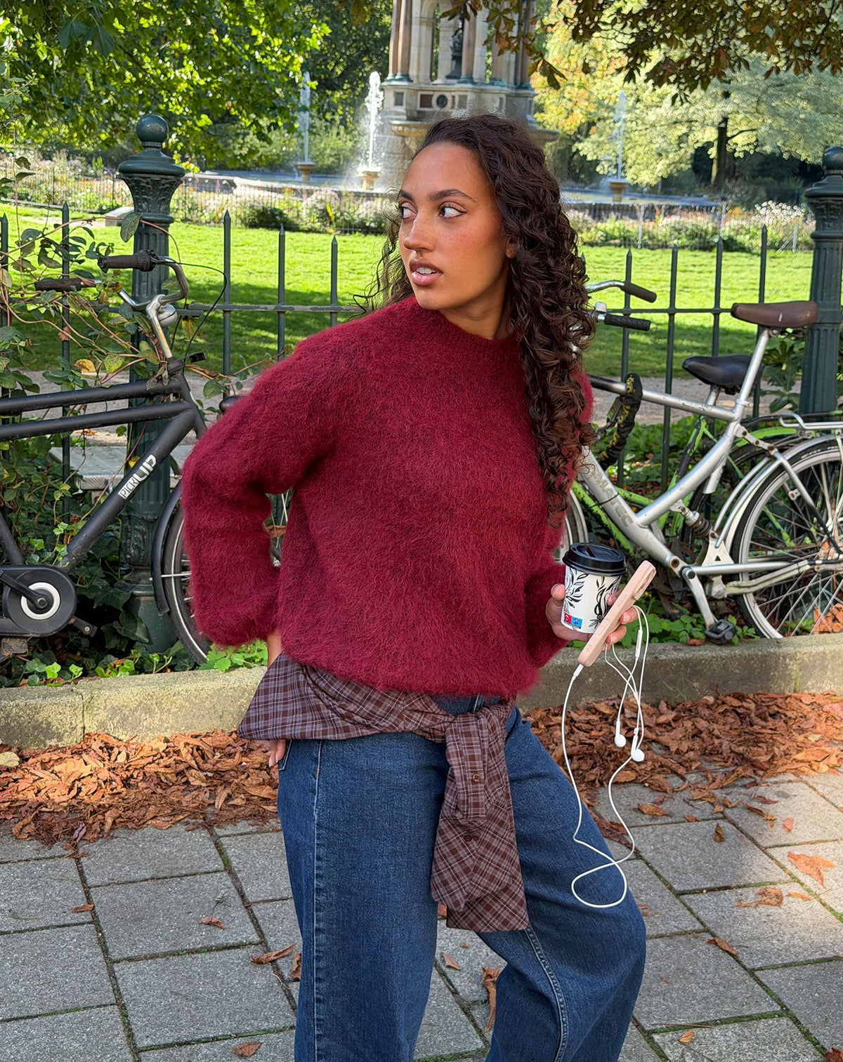 BRUSHED MOHAIR KNIT BURGUNDY