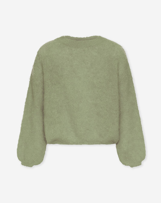 BRUSHED MOHAIR KNIT OLIJFGROEN