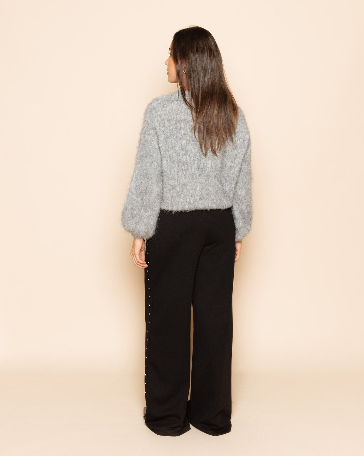MAUDY STUDDED COMFY PANTS PETITE ZWART