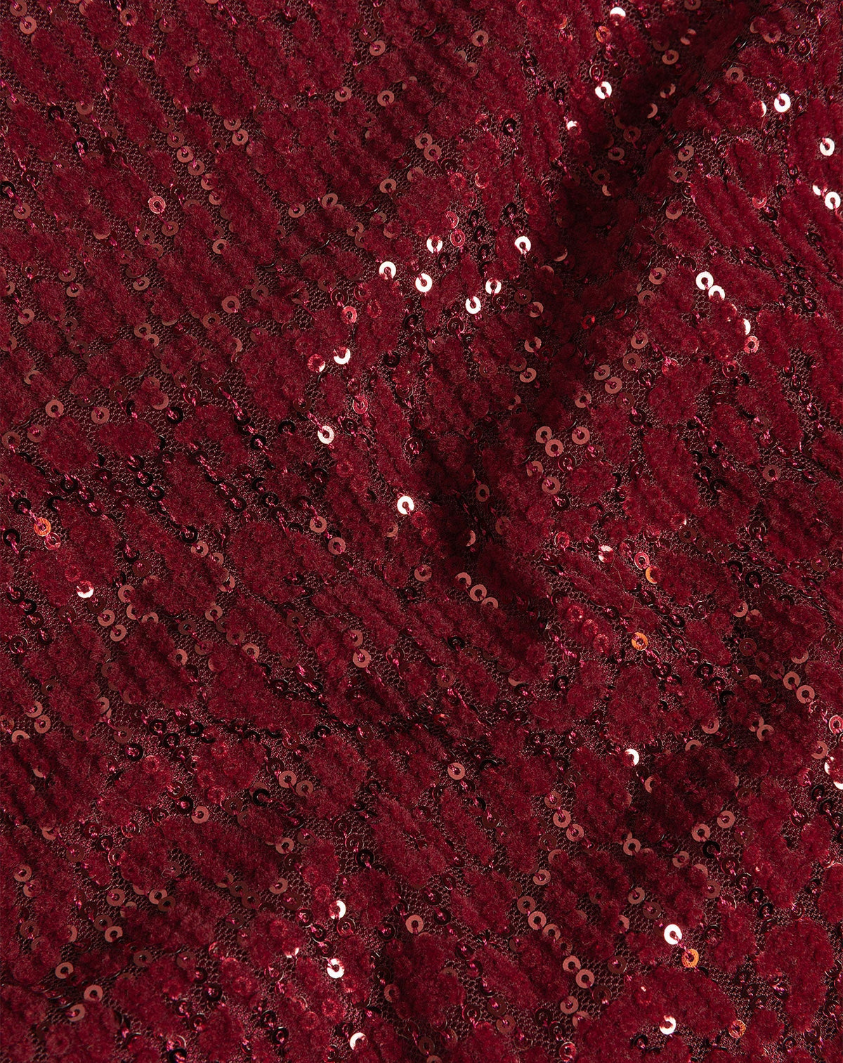 VELVET FLOCK SEQUINS STRAIGHT LEG PANTS BURGUNDY