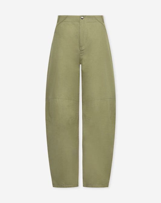 BARREL LEG PANTS OLIJFGROEN