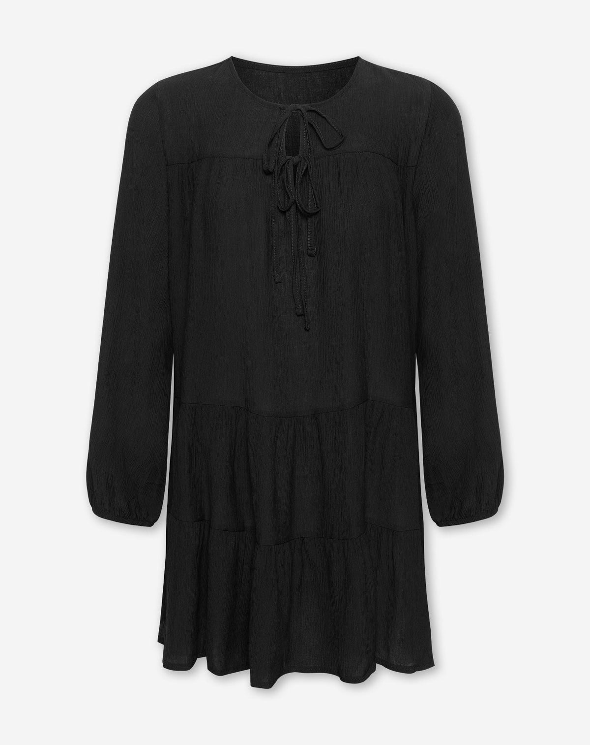 SUZAN RUFFLE DRESS ZWART