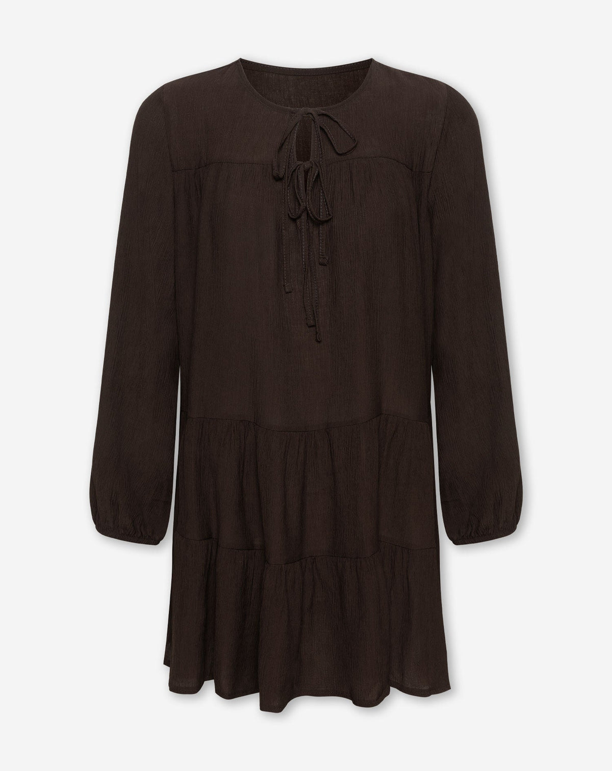 SUZAN RUFFLE DRESS BRUIN