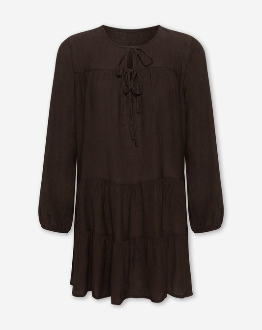 SUZAN RUFFLE DRESS BRUIN