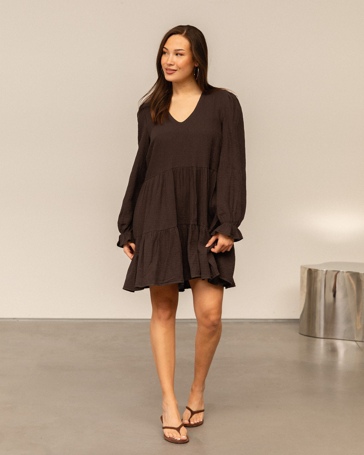 SAMMY MOUSSELINE PANEL DRESS BRUIN