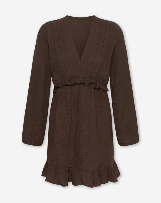 SAMMY MOUSSELINE RUFFLE DRESS BRUIN
