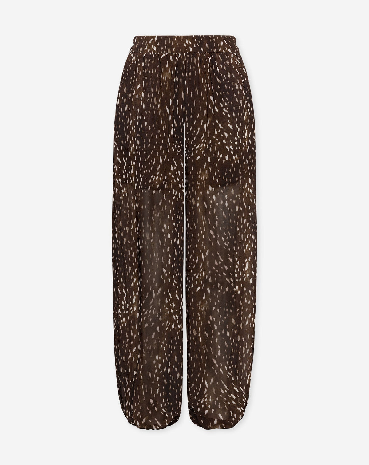 DEER PRINT CHIFFON BALLOON PANTS DONKERBRUIN