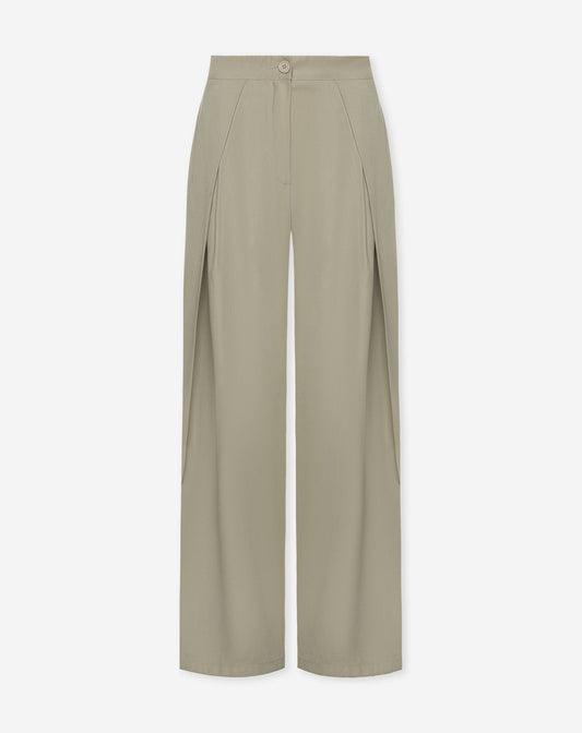 SHELLY VISCOSE PLEAT PANTALON LICHTGROEN