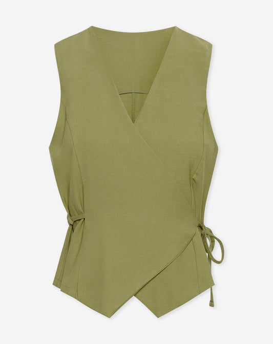 DAVINA VISCOSE GILET OLIJFGROEN