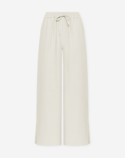 DAVINA VISCOSE SLIT PANTS CRÈME