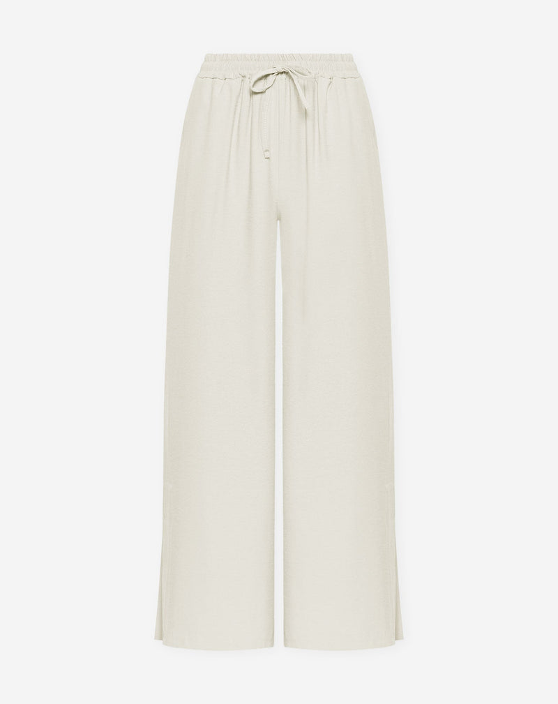 DAVINA VISCOSE SLIT PANTS CRÈME