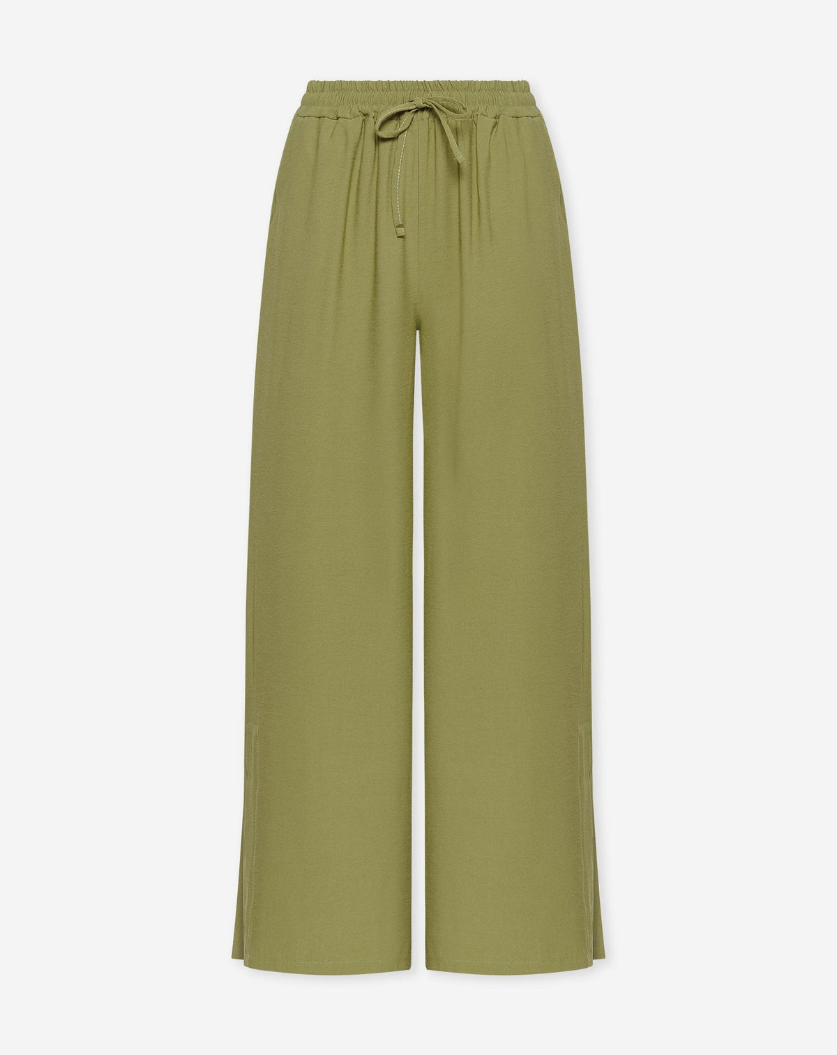 DAVINA VISCOSE SLIT PANTS TALL OLIJFGROEN