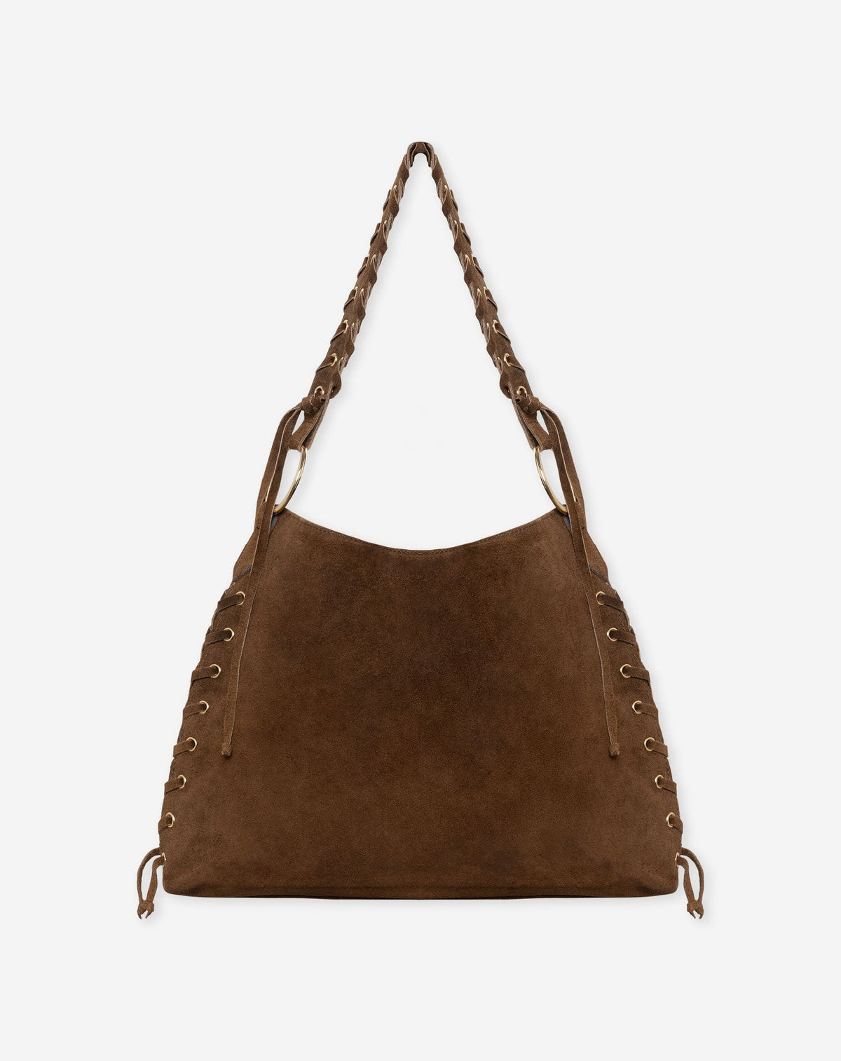 LACE UP SUEDE BAG BRUIN