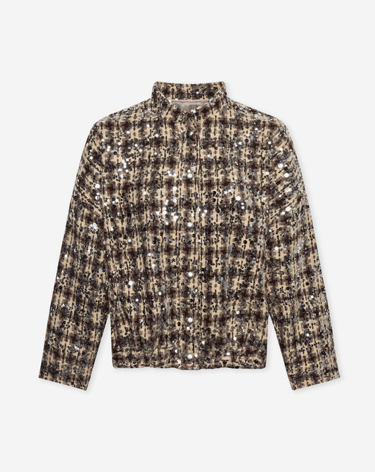 CHECK SEQUINS BOMBER JACKET BRUIN