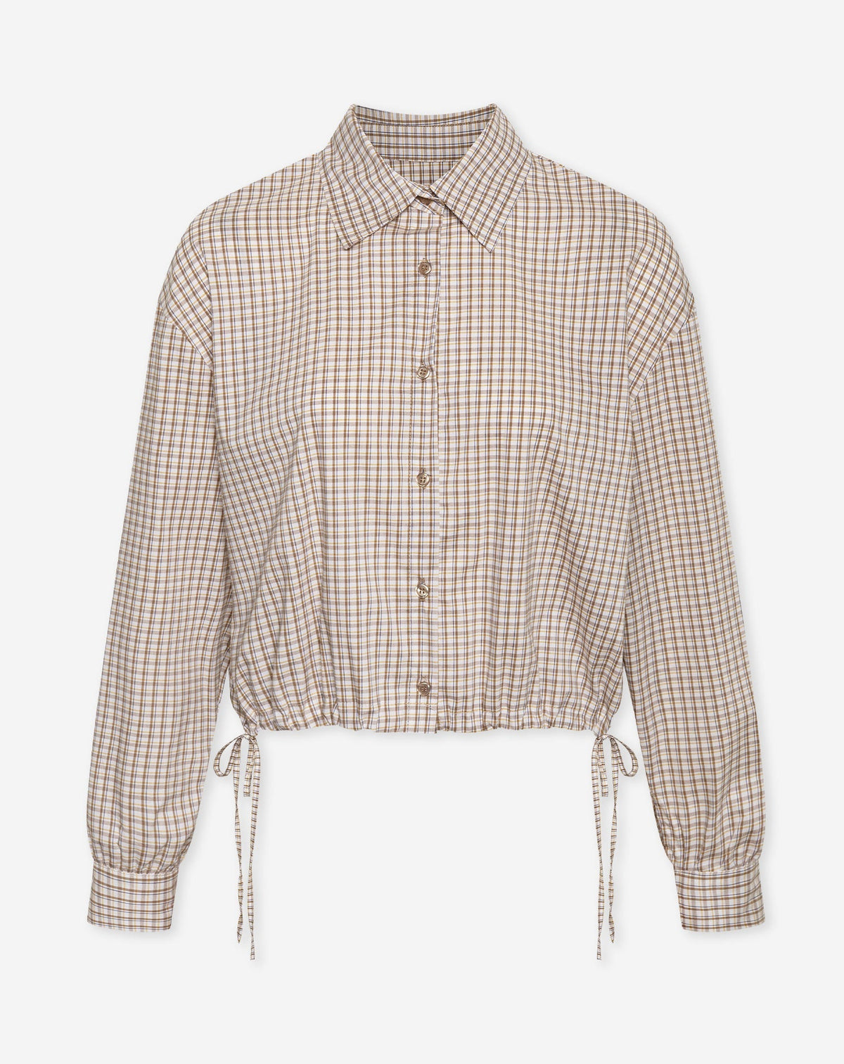 KIRA CHECK CORD BLOUSE BRUIN