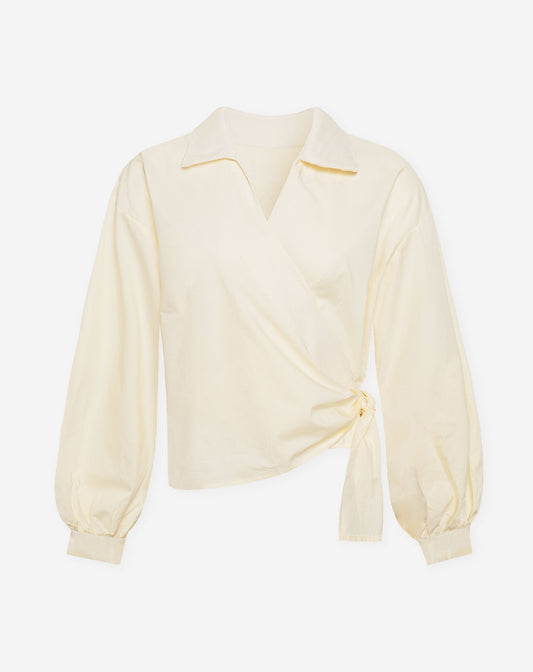 POPLIN WRAP KNOT BLOUSE BOTERGEEL