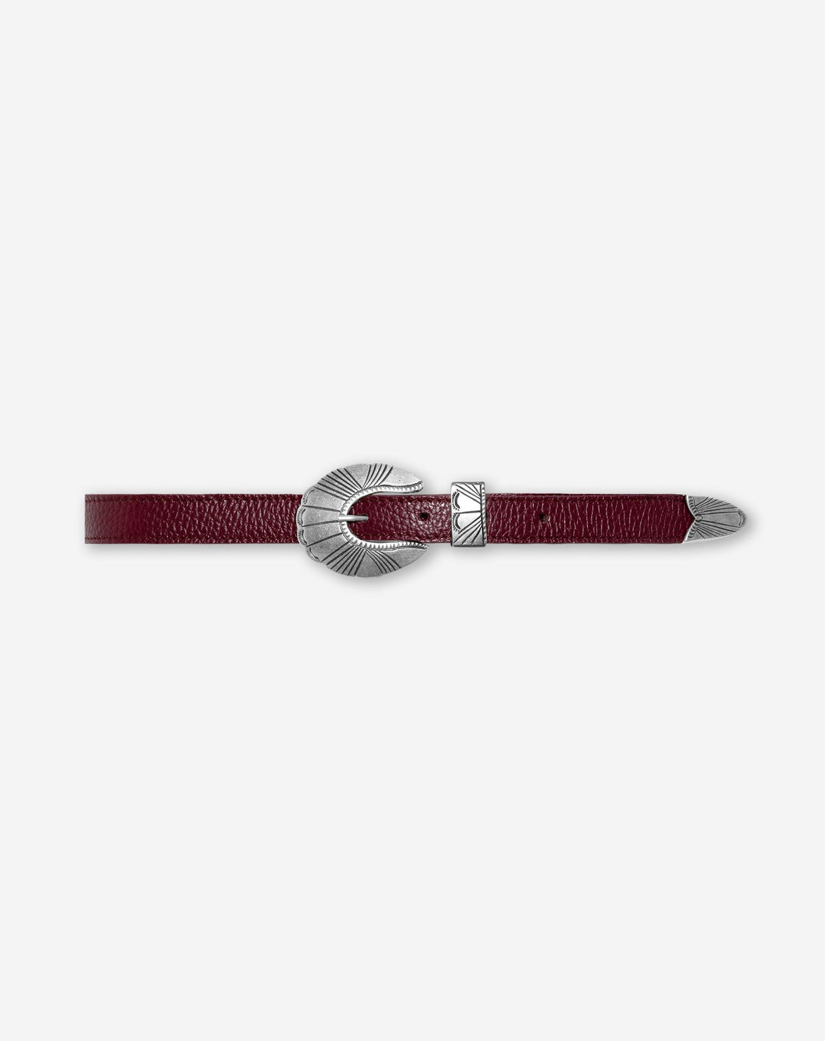 BILLIE WESTERN BELT BURGUNDY