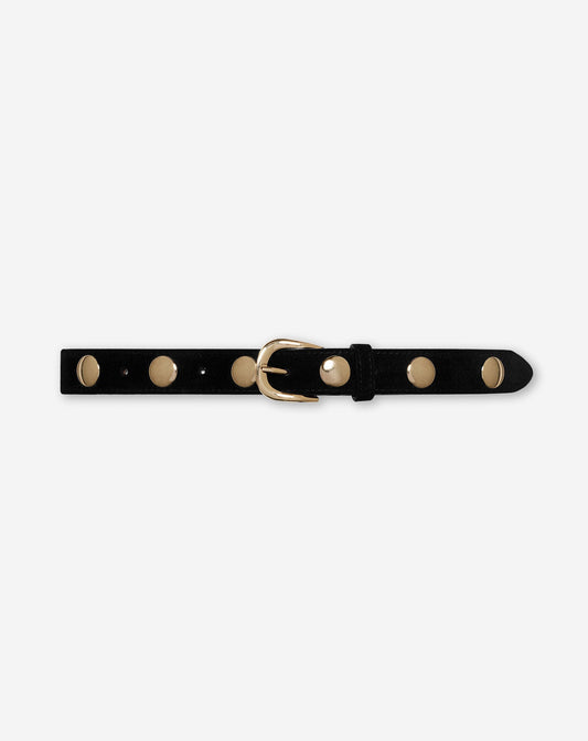STUDDED SUEDE BELT ZWART