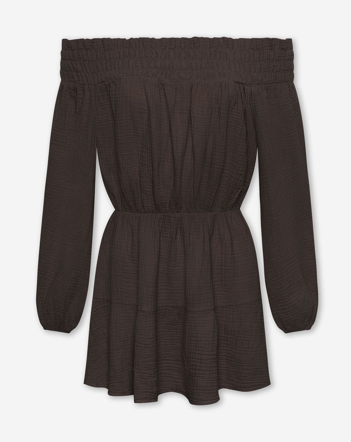 MOUSSELINE OFF SHOULDER DRESS BRUIN