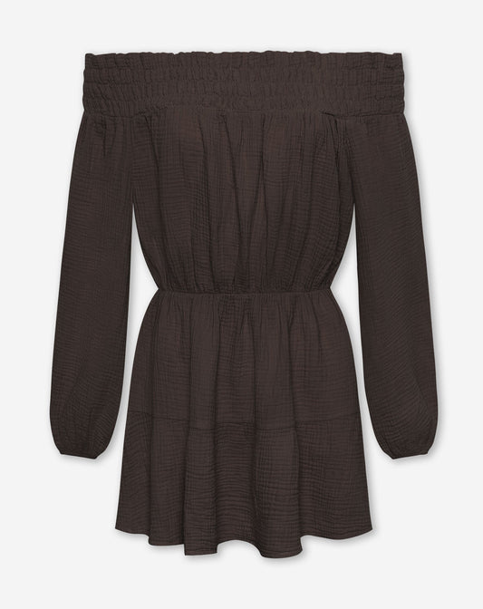 MOUSSELINE OFF SHOULDER DRESS BRUIN